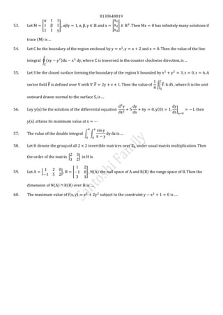 8130648819
[ ] [ ]
( )
∮( )
⃗⃗ ⃗⃗ ∬⃗⃗ ̂ ̂
( ) ( ) |
( )
∫ ∫
0 1
0 1 [ ] ( ) ( )
( ) ( )
( )
 