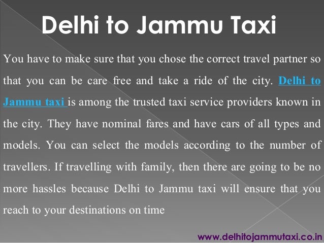 Jammu Taxi Fare Chart
