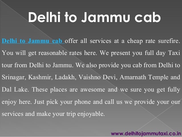 Jammu Taxi Fare Chart