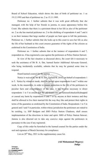 Board of School Education, which shows the date of birth of petitioner no. 1 as
19.12.1995 and that of petitioner no. 2 as...