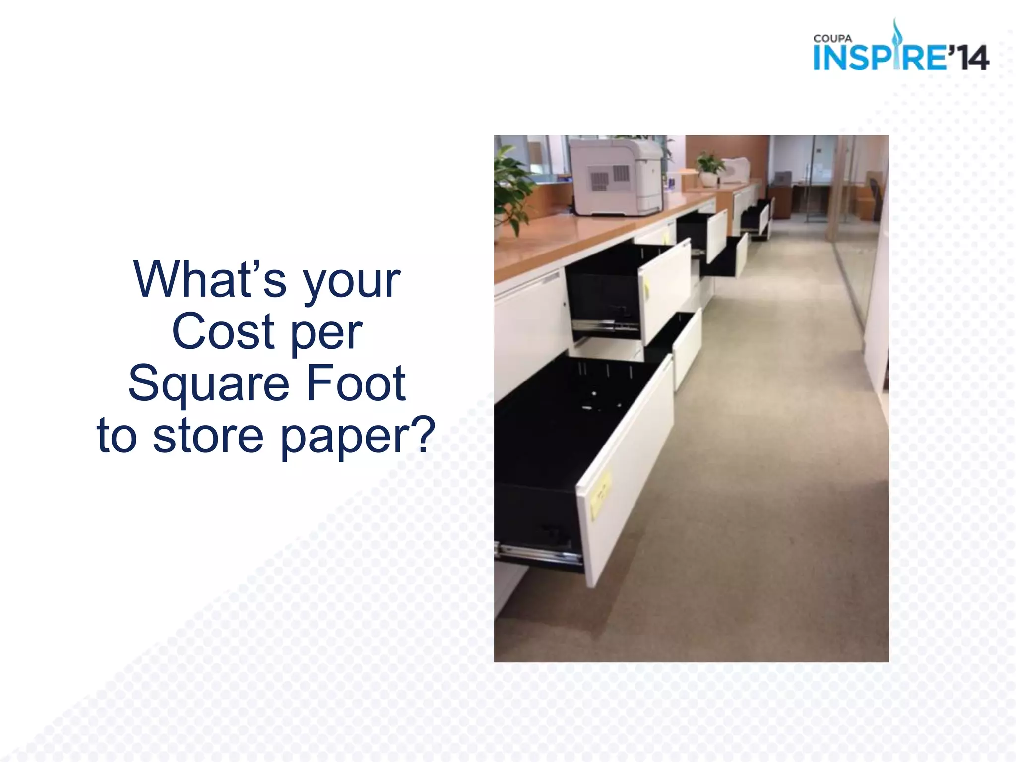 What‟s your
Cost per
Square Foot
to store paper?
 