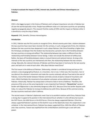 Impact of CPEC on Pakistan | PDF