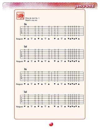 Pista de Jam No. 1
              Repetir una vez

          Do
          0     0         0   0    0   0        0   0   0   0   0   0   0   0   0
     T    1     1         1   1    1   1        1   1   1   1   1   1   1   1   1
          0     0         0   0    0   0        0   0   0   0   0   0   0   0   0
     A
     Si   2     2         2   2    2   2        2   2   2   2   2   2   2   2   2
          3     3         3   3    3   3        3   3   3   3   3   3   3   3   3
          x     x         x   x    x   x        x   x   x   x   x   x   x   x   x
Rasgueo



          Sol
          3      3       3    3    3   3        3   3   3   3   3   3   3   3   3
          0      0       0    0    0   0        0   0   0   0   0   0   0   0   0
     T    0      0       0    0    0   0        0   0   0   0   0   0   0   0   0
     A
          0      0       0    0    0   0        0   0   0   0   0   0   0   0   0
     Si   2      2       2    2    2   2        2   2   2   2   2   2   2   2   2
          3      3       3    3    3   3        3   3   3   3   3   3   3   3   3
Rasgueo



          Do
          0     0        0    0    0   0        0   0   0   0   0   0   0   0   0
    T     1     1        1    1    1   1        1   1   1   1   1   1   1   1   1
          0     0        0    0    0   0        0   0   0   0   0   0   0   0   0
    A
    Si    2     2        2    2    2   2        2   2   2   2   2   2   2   2   2
          3     3        3    3    3   3        3   3   3   3   3   3   3   3   3
          x     x        x    x    x   x        x   x   x   x   x   x   x   x   x
Rasgueo



          Sol
          3     3        3    3    3   3        3   3   3   3   3   3   3   3   3
          0     0        0    0    0   0        0   0   0   0   0   0   0   0   0
     T    0     0        0    0    0   0        0   0   0   0   0   0   0   0   0
     A
          0     0        0    0    0   0        0   0   0   0   0   0   0   0   0
     Si   2     2        2    2    2   2        2   2   2   2   2   2   2   2   2
          3     3        3    3    3   3        3   3   3   3   3   3   3   3   3
Rasgueo




                                           1
 