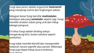 Jamur Multiseluler materi untuk kelas x yaitu Jamur (Fungi).pptx