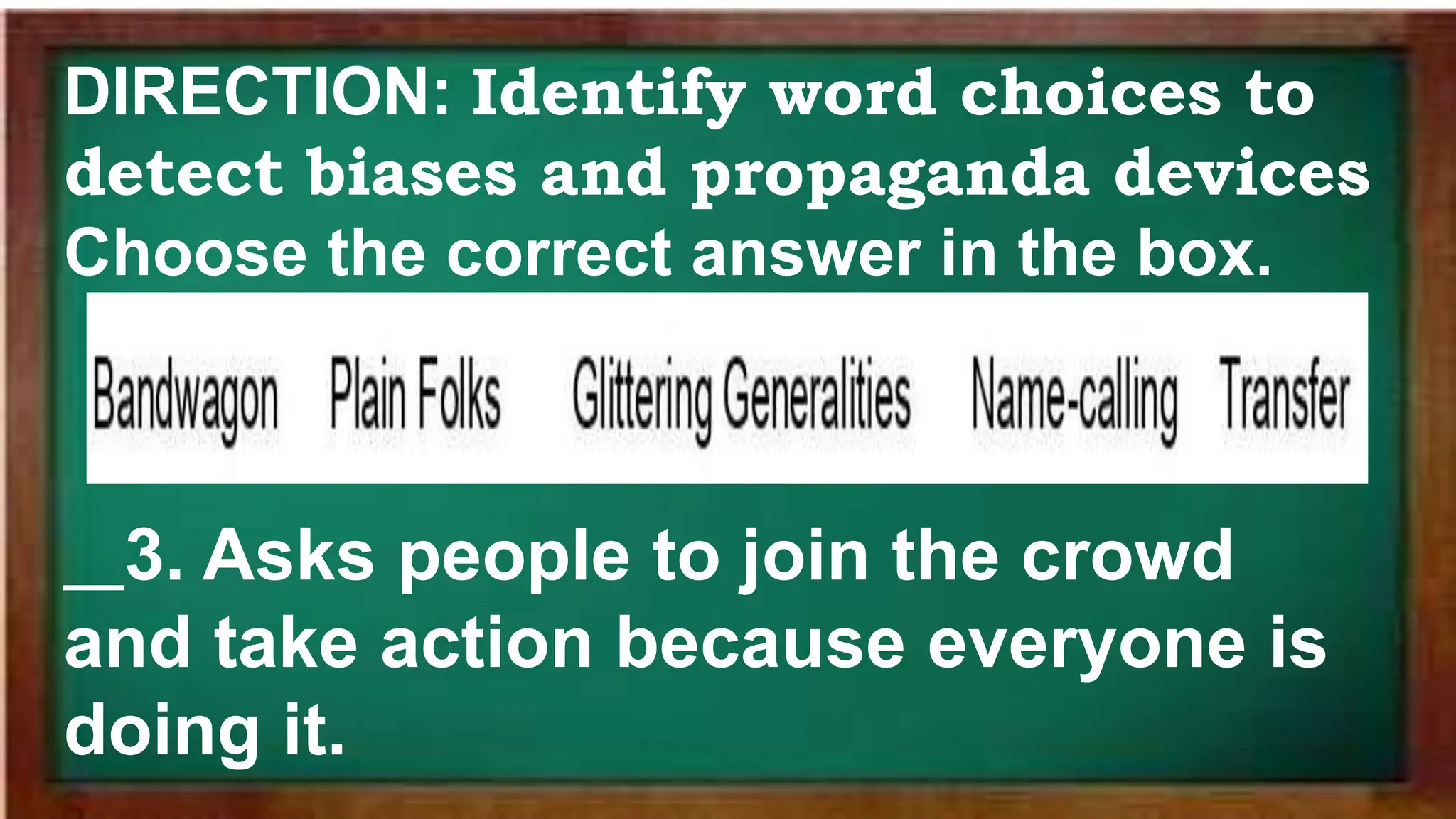 propaganda devices and technique in English 6 | PPTX
