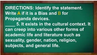 propaganda devices and technique in English 6 | PPTX
