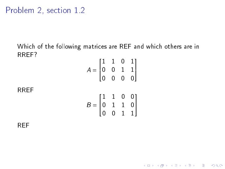 Systems of Linear Equations, RREF