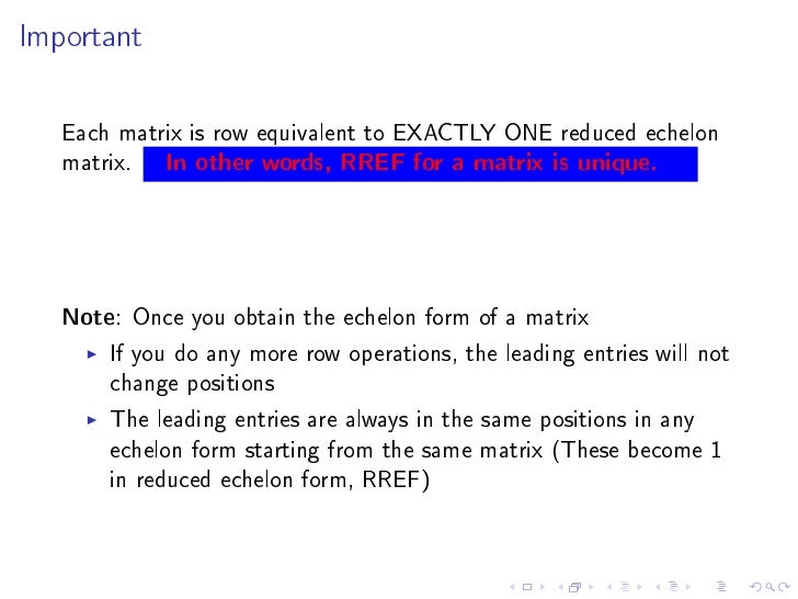 systems of linear equations rref how to tell if a matrix is in row echelon form