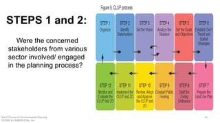 Were the concerned
stakeholders from various
sector involved/ engaged
in the planning process?
STEPS 1 and 2:
Short Course on Environmental Planning
DCERP & HUMEIN Phils. Inc.
40
 