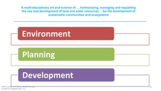A multi-disciplinary art and science of … harmonizing, managing and regulating
the use and development of land and water resources… for the development of
sustainable communities and ecosystems
Environment
Planning
Development
Short Course on Environmental Planning
DCERP & HUMEIN Phils. Inc.
64
 
