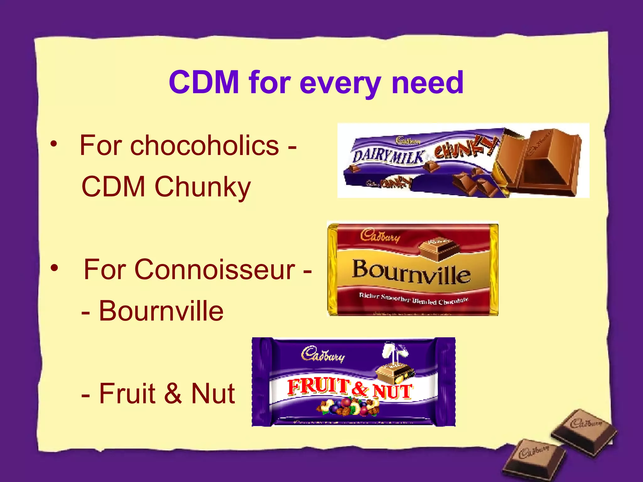 CDM for every need For chocoholics -  CDM Chunky For Connoisseur -  - Bournville - Fruit & Nut 