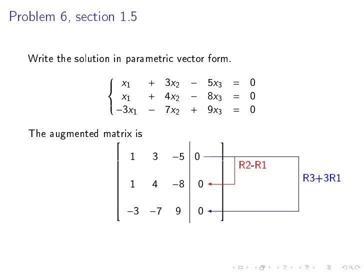 linear in dependence linear algebra parametric vector form