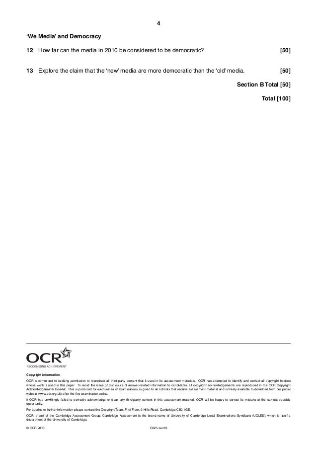 Ocr critical thinking past papers june 2010 08 picture