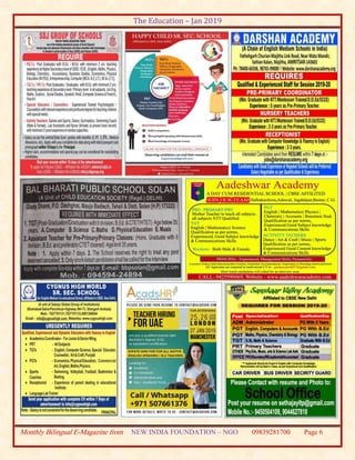 The Education – Jan 2019
Monthly Bilingual E-Magazine from NEW INDIA FOUNDATION – NGO 09839281700 Page 6
 