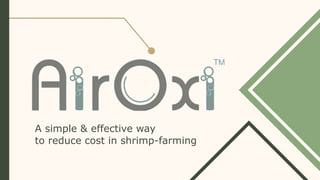 A simple & effective way
to reduce cost in shrimp-farming
 