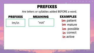 Words With Infix Example Affixes and Problem-Solution - ALS English 1 | PPTX