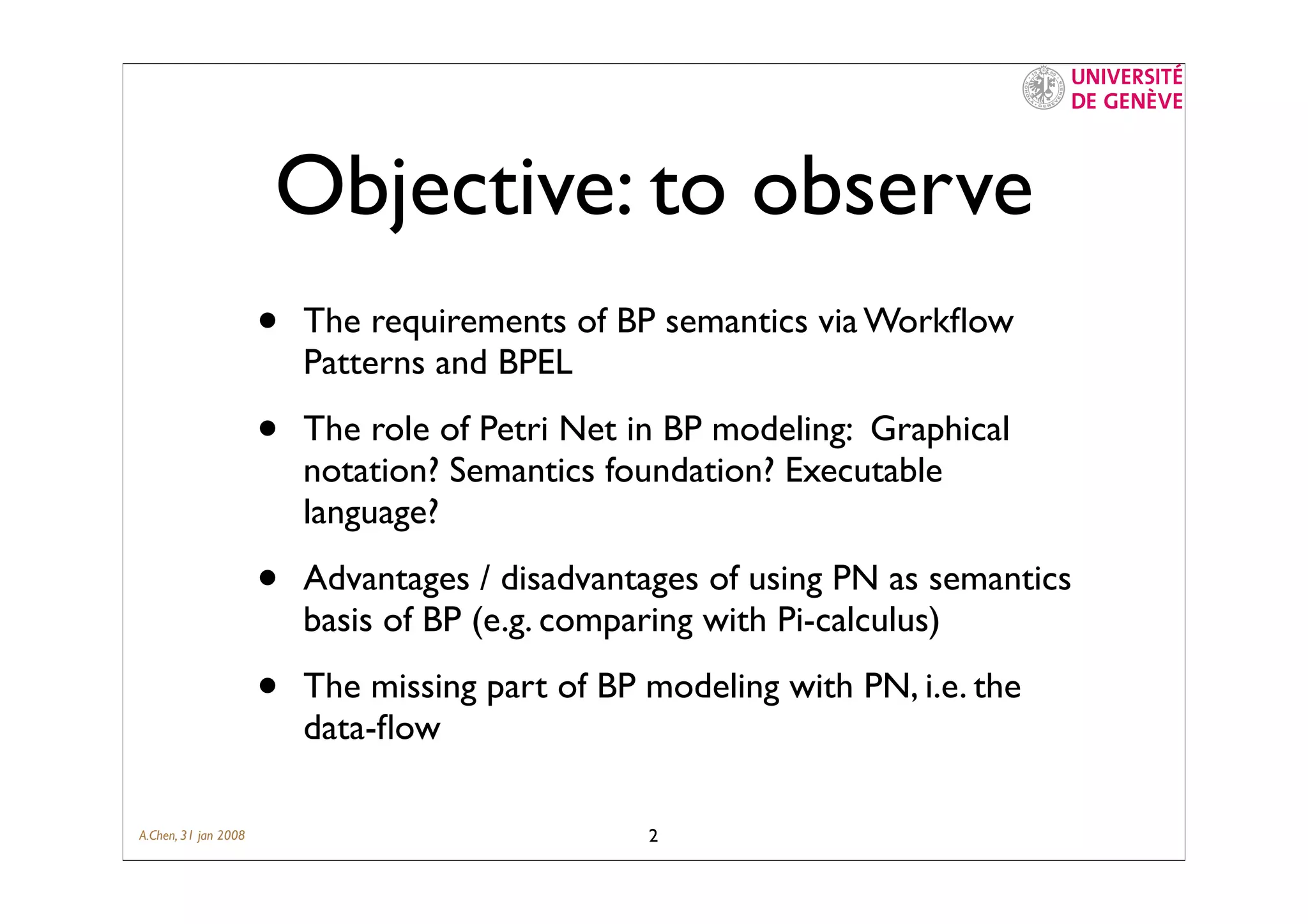 Semantics (requirements) of Business Process