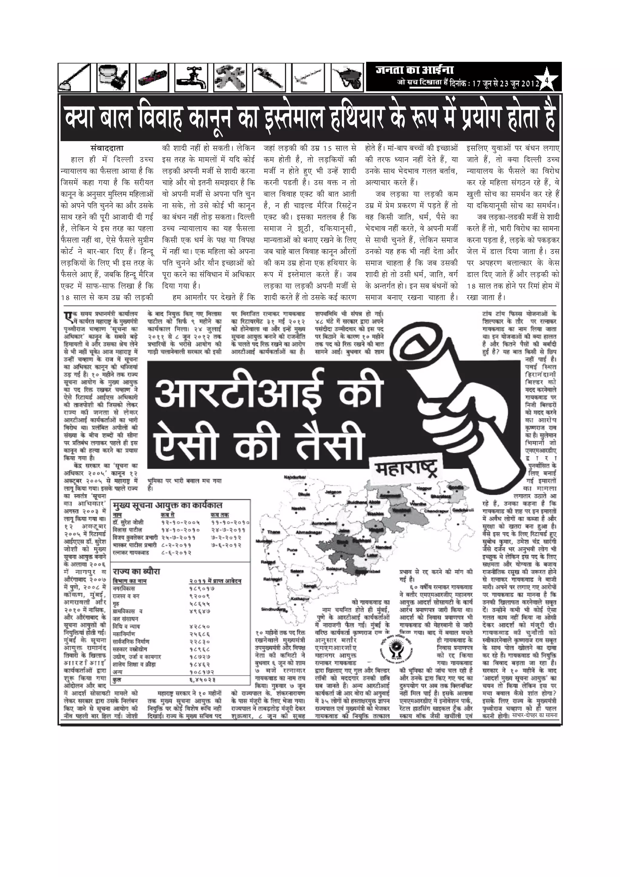 efoveebkeâ : 17 petve mes 23 petve 2012            4




  keäÙee yeeue efJeJeen keâevetve keâe Fmlesceeue nefLeÙeej kesâ ¤he ceW ØeÙeesie neslee nw
                mebJeeooelee                       keâer Meeoer veneR nes mekeâleer~ uesefkeâve      peneb ueÌ[keâer keâer Gceü 15 meeue mes         nesles nQ~ ceeb-yeehe yeÛÛeeW keâer FÛÚeDeeW    FmeefueS ÙegJeeDeeW hej yebOeve ueieeS
      neue ner ceW ef o uueer GÛÛe                 Fme lejn kesâ ceeceueeW ceW Ùeefo keâesF&         keâce nesleer nw, lees ueÌ[efkeâÙeeW keâer      keâer lejHeâ OÙeeve veneR osles nQ, Ùee         peeles nQ, lees keäÙee efouueer GÛÛe
vÙeeÙeeueÙe keâe Hewâmeuee DeeÙee nw efkeâ         ueÌ[keâer Deheveer cepeea mes Meeoer keâjvee      cepeea ve nesles ngS Yeer GvnW Meeoer           Gvekesâ meeLe YesoYeeJe ieuele yelee&Je,        vÙeeÙeeueÙe kesâ Hewâmeues keâe efJejesOe
efpemeceW keâne ieÙee nw efkeâ mejerÙele           Ûeens Deewj Jees Fleveer mecePeoej nw efkeâ       keâjveer he[leer nw~ Gme Jeòeâ ve lees          DelÙeeÛeej keâjles nQ~                          keâj jns ceefnuee mebie"ve jns nQ, Jes
keâevetve kesâ Devegmeej cegefmuece ceefnueeDeeW   Jees Deheveer cepeea mes Dehevee heefle Ûegve     yeeue efJeJeen Skeäš keâer yeele Deeleer              peye ueÌ[keâe Ùee ueÌ[keâer keâce         Kegueer meesÛe keâe meceLe&ve keâj jns nQ
keâes Deheves heefle Ûegveves keâe Deewj Gmekesâ   vee mekesâ, lees Gmes keâesF& Yeer keâevetve      nw, ve ner ÛeeFu[ cewefjpe efjmeš^sve           Gceü ceW Øesce ØekeâjCe ceW heÌ[les nQ lees     Ùee oefkeâÙeevetmeer meesÛe keâe meceLe&ve~
meeLe jnves keâer hetjer Deepeeoer oer ieF&        keâe yebOeve veneR leesÌ[ mekeâlee~ efouueer      Skeäš keâer~ Fmekeâe celeueye nw efkeâ          Jen efkeâmeer peeefle, Oece&, hewmes keâe            peye ueÌ[keâe-ue[keâer cepeea mes Meeoer
nw, uesefkeâve Ùes Fme lejn keâe henuee            GÛÛe vÙeeÙeeueeÙe keâe Ùen Hewâmeuee              meceepe ves Pet " er , oef k eâÙeevet m eer ,   YesoYeeJe veneR keâjles, Jes Deheveer cepeea    keâjles nQ lees, Yeejer efJejesOe keâe meecevee
Hewâmeuee veneR Lee, Ssmes Hewâmeues megØeerce     efkeâmeer Skeâ Oece& kesâ he#e Ùee efJehe#e       ceevÙeleeDeeW keâes yeveeS jKeves kesâ efueS    mes meeLeer Ûegveles nQ, uesefkeâve meceepe     keâjvee heÌ[lee nw, ueÌ[kesâ keâes hekeâÌ[keâj
keâesš& ves yeej-yeej efoS nQ~ efnvot              ceW veneR Lee~ Skeâ ceefnuee keâes Dehevee        peye Ûeens yeeue efJeJeen keâevetve DeewjleeW   Gvekeâes Ùen nkeâ Yeer veneR oslee Deewj        pesue ceW [eue efoÙee peelee nw~ Gme
ueÌ[efkeâÙeeW kesâ efueS Yeer Fme lejn kesâ        heefle Ûegveves Deewj Ùeewve FÛÚeDeeW keâes       keâer keâce Gceü nesvee Skeâ nefLeÙeej kesâ     meceepe Ûeenlee nw efkeâ peye Gmekeâer          hej DehenjCe yeueelkeâej kesâ kesâme
Hewâmeues DeeS nQ, peyeefkeâ efnvot cewefjpe       hetje keâjves keâe mebefJeOeeve ceW DeefOekeâej   ¤he ceW Fmlesceeue keâjles nQ~ peye             Meeoer nes lees Gmeer Oece&, peeefle, Jeie&     [eue efoS peeles nQ Deewj ueÌ[keâer keâes
Skeäš ceW meeHeâ-meeHeâ efueKee nw efkeâ           efoÙee ieÙee nw~                                  ueÌ[keâe Ùee ueÌ[keâer Deheveer cepeea mes      kesâ Devleie&le nes~ Fve meye yebOeveeW keâes   18 meeue lekeâ nesves hej efjceeb nesce ceW
18 meeue mes keâce Gceü keâer ueÌ[keâer                  nce Deeceleewj hej osKeles nQ efkeâ         Meeoer keâjles nQ lees Gmekesâ keâF& keâejCe    meceepe yeveeS jKevee Ûeenlee nw~               jKee peelee nw~




                                                                                                                                                                                                                            meeYeej-oeshenj keâe meecevee
 