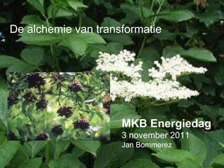 De alchemie van transformatie MKB Energiedag 3 november 2011 Jan Bommerez 