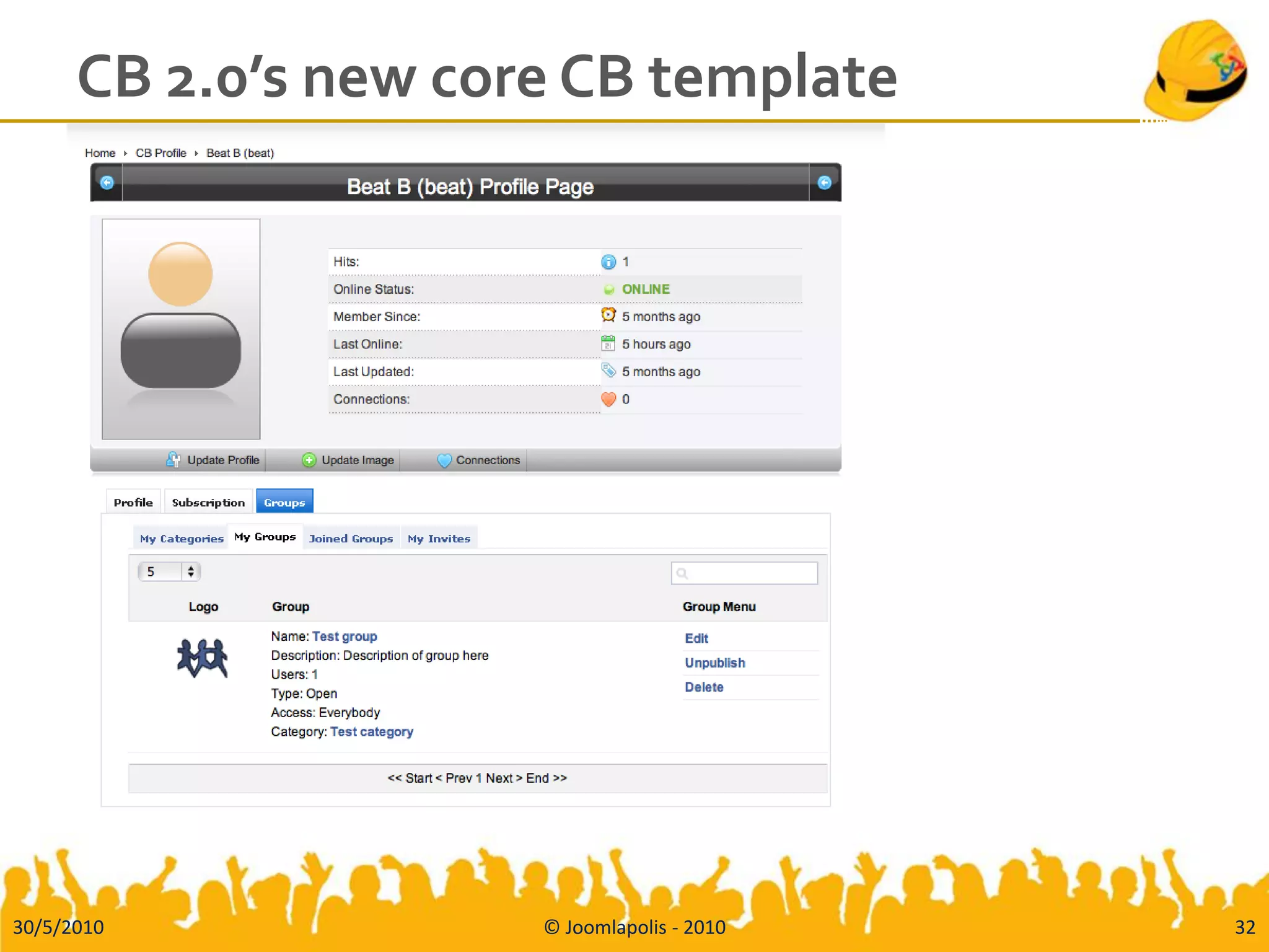 CB 2.0’s new core CB template




30/5/2010             © Joomlapolis - 2010   32
 
