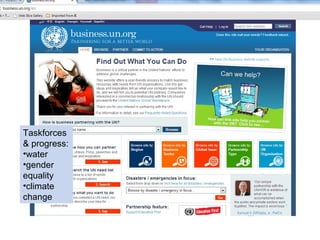 10
Taskforces
& progress:
•water
•gender
equality
•climate
change
 