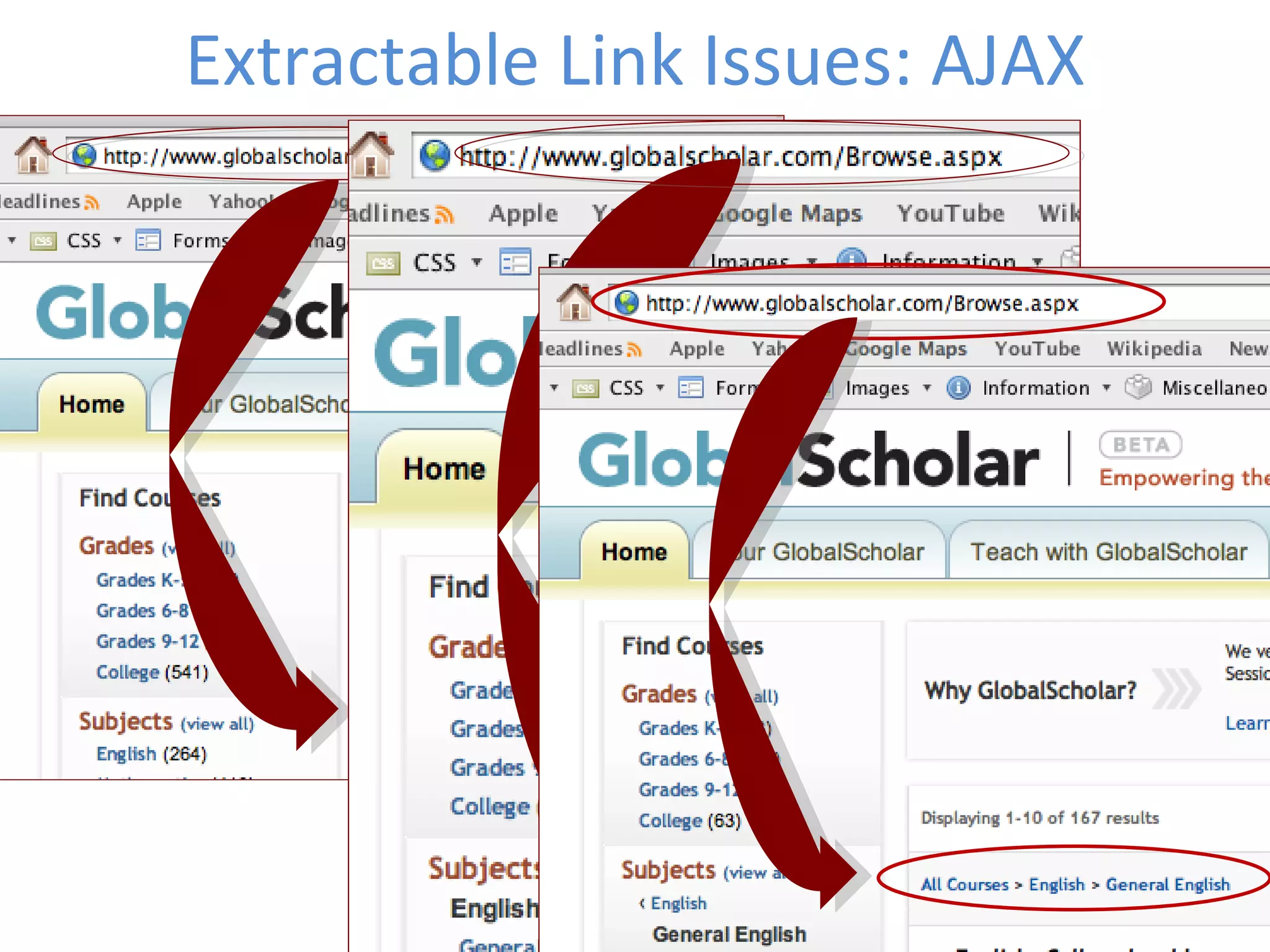 Extractable Link Issues: AJAX 
