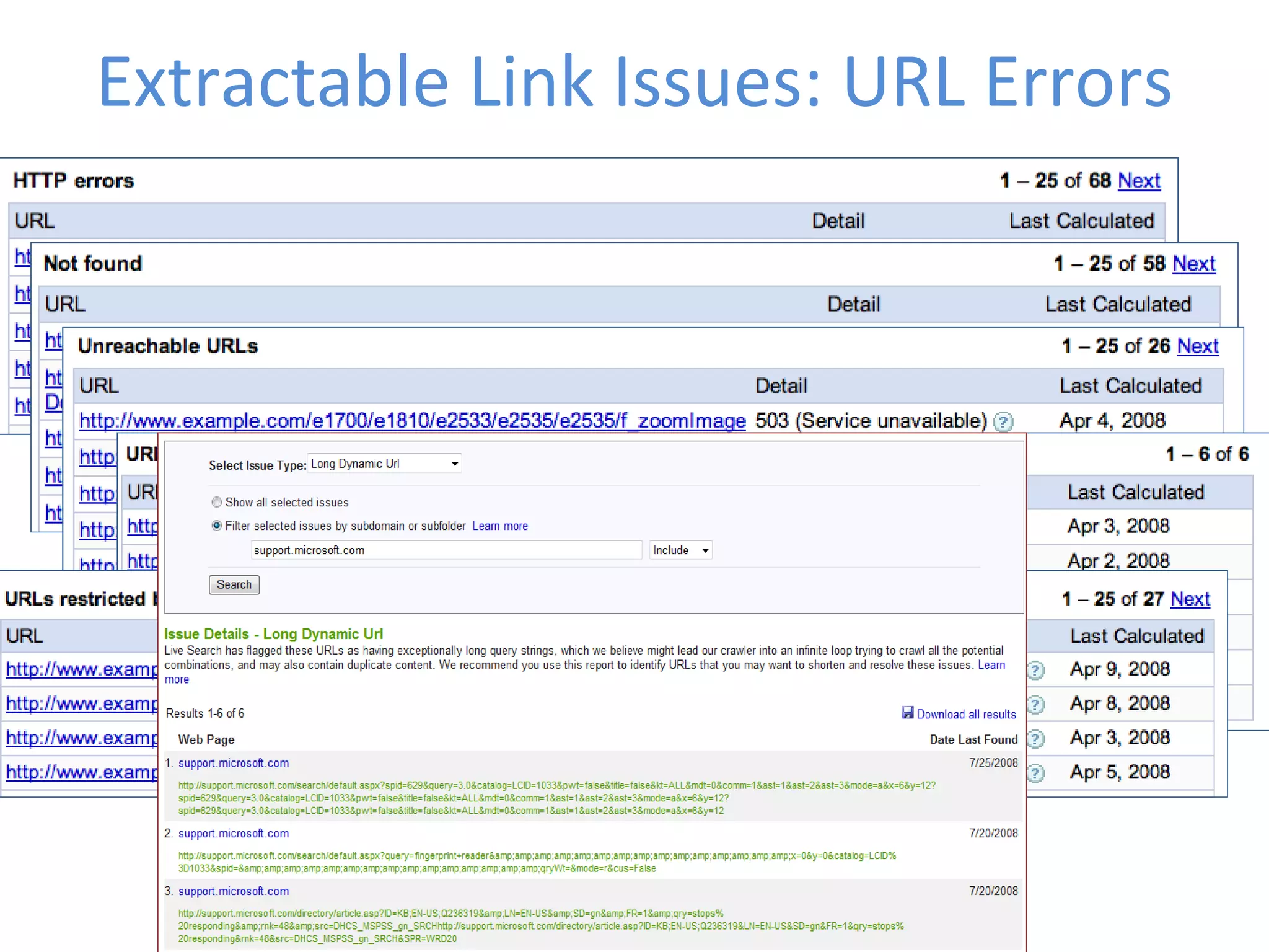 Extractable Link Issues: URL Errors 