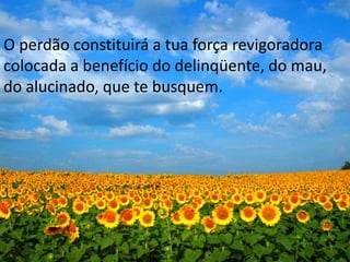 O perdão constituirá a tua força revigoradora
colocada a benefício do delinqüente, do mau,
do alucinado, que te busquem.
 
