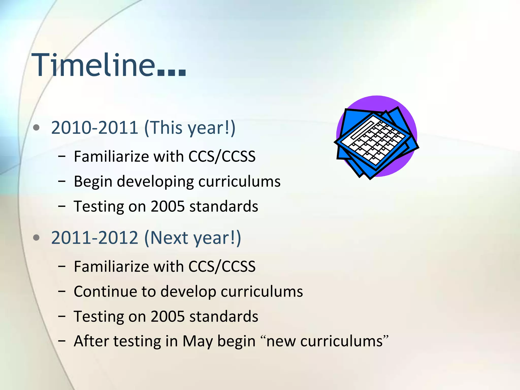 8 Standards of Practice -“Habits of Mind”-	same for all – WILL BE TESTED!