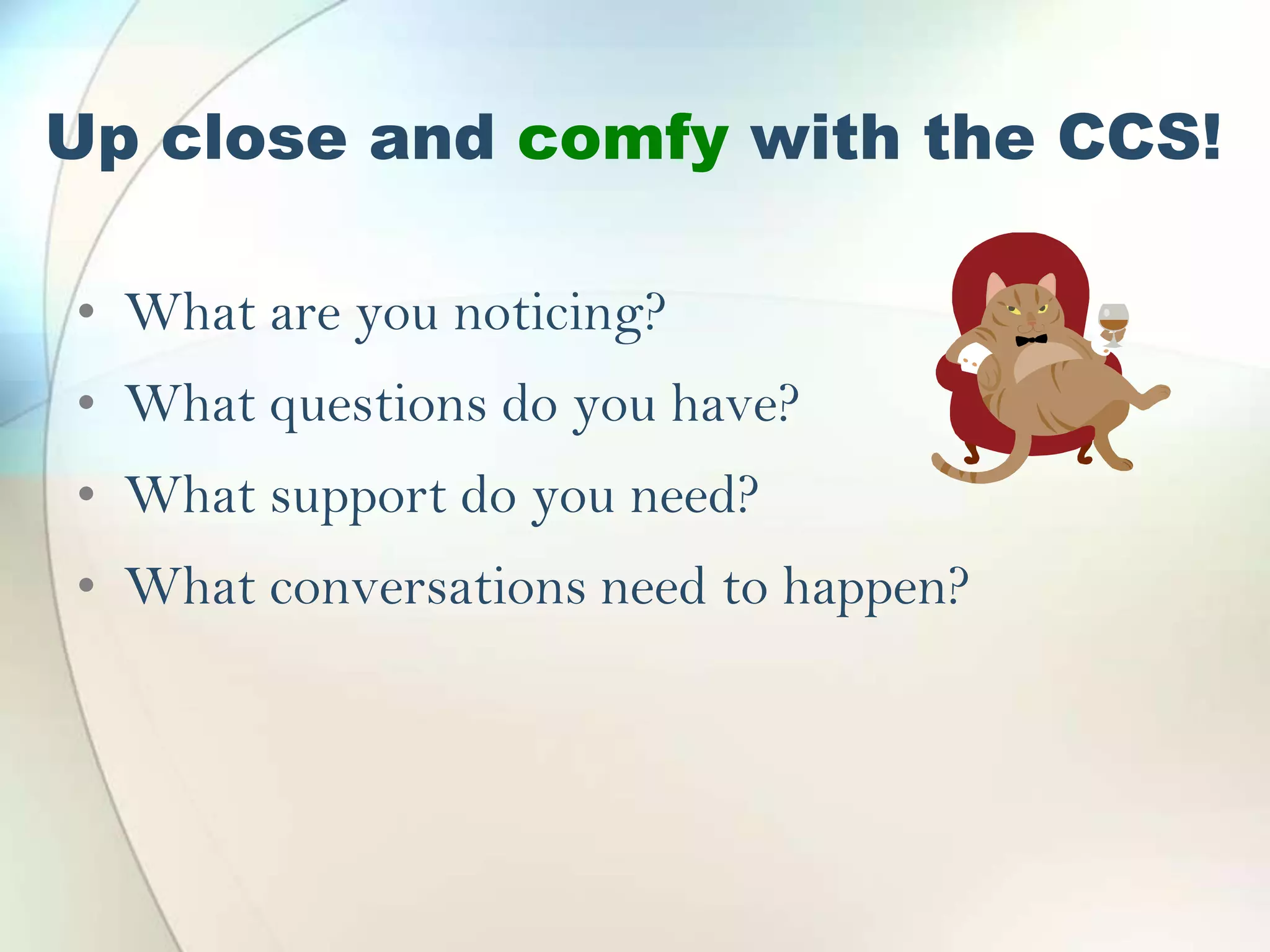 What is PARCC suppose to do????Goal of PARCCFacilitate an assessment system to increase graduation rates and readiness for college and/or careersProvide needed information to all groups that students are on track and graduate preparedProposed…Computer based testingAdministered during the year at the time of completion of materialData available to remediate or accelerate learningCommon measures among states since done in partnership