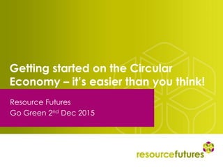 Getting started on the Circular
Economy – it’s easier than you think!
Resource Futures
Go Green 2nd Dec 2015
 