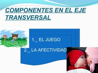 COMPONENTES EN EL EJE 
TRANSVERSAL


        1._ EL JUEGO

     2._ LA AFECTIVIDAD
 