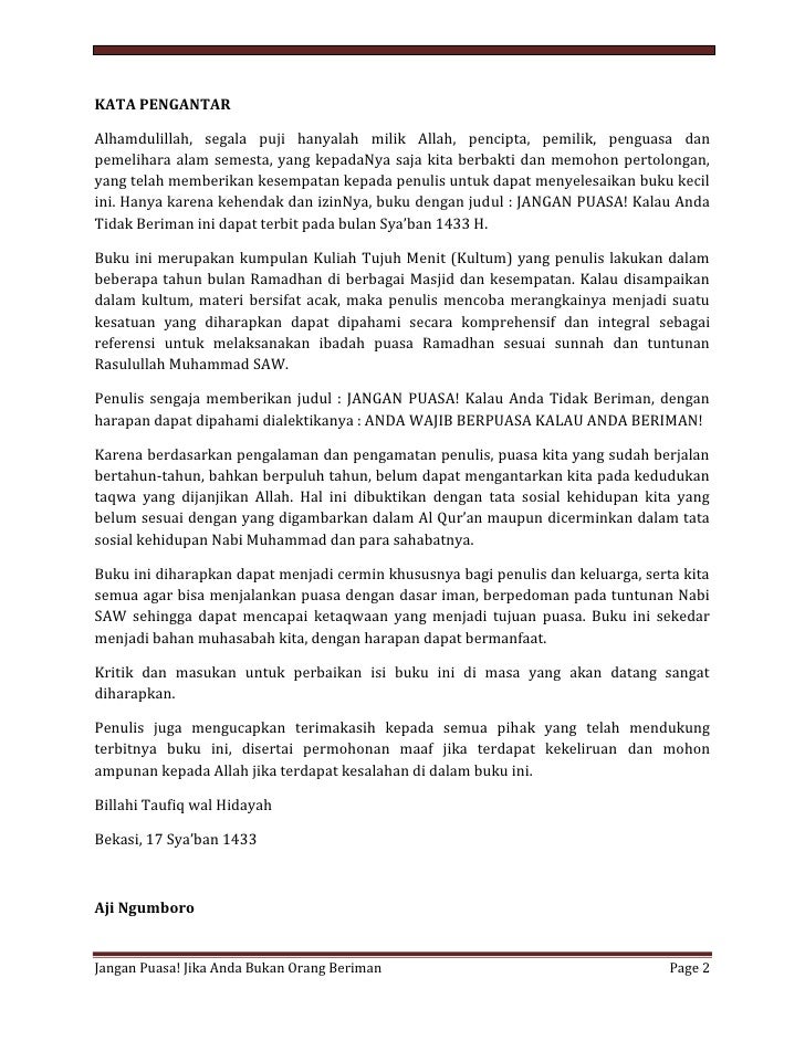 JANGAN PUASA! Jika Anda Bukan Orang Beriman (Revisi 1)