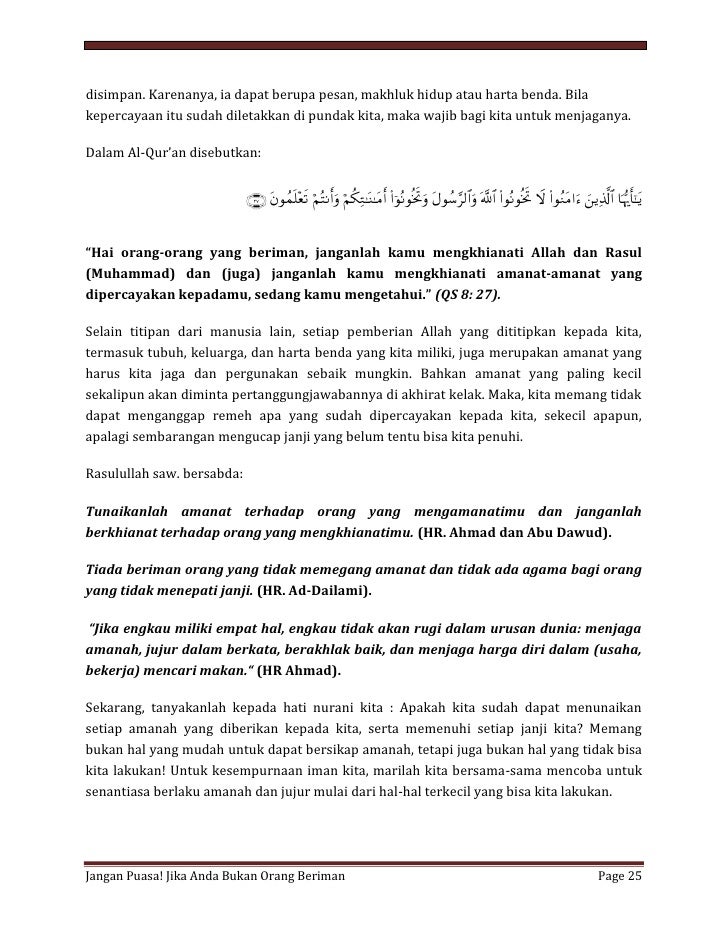 JANGAN PUASA! Jika Anda Bukan Orang Beriman (Revisi 1)