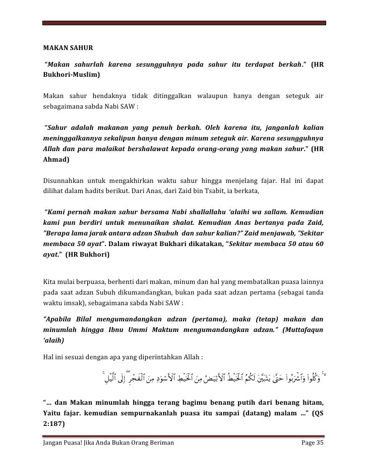 JANGAN PUASA! Jika Anda Bukan Orang Beriman (Revisi 1)