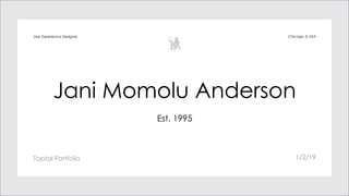 Chicago, IL USAUser Experience Designer
Jani Momolu Anderson
Toptal Portfolio
Est. 1995
1/2/19
 