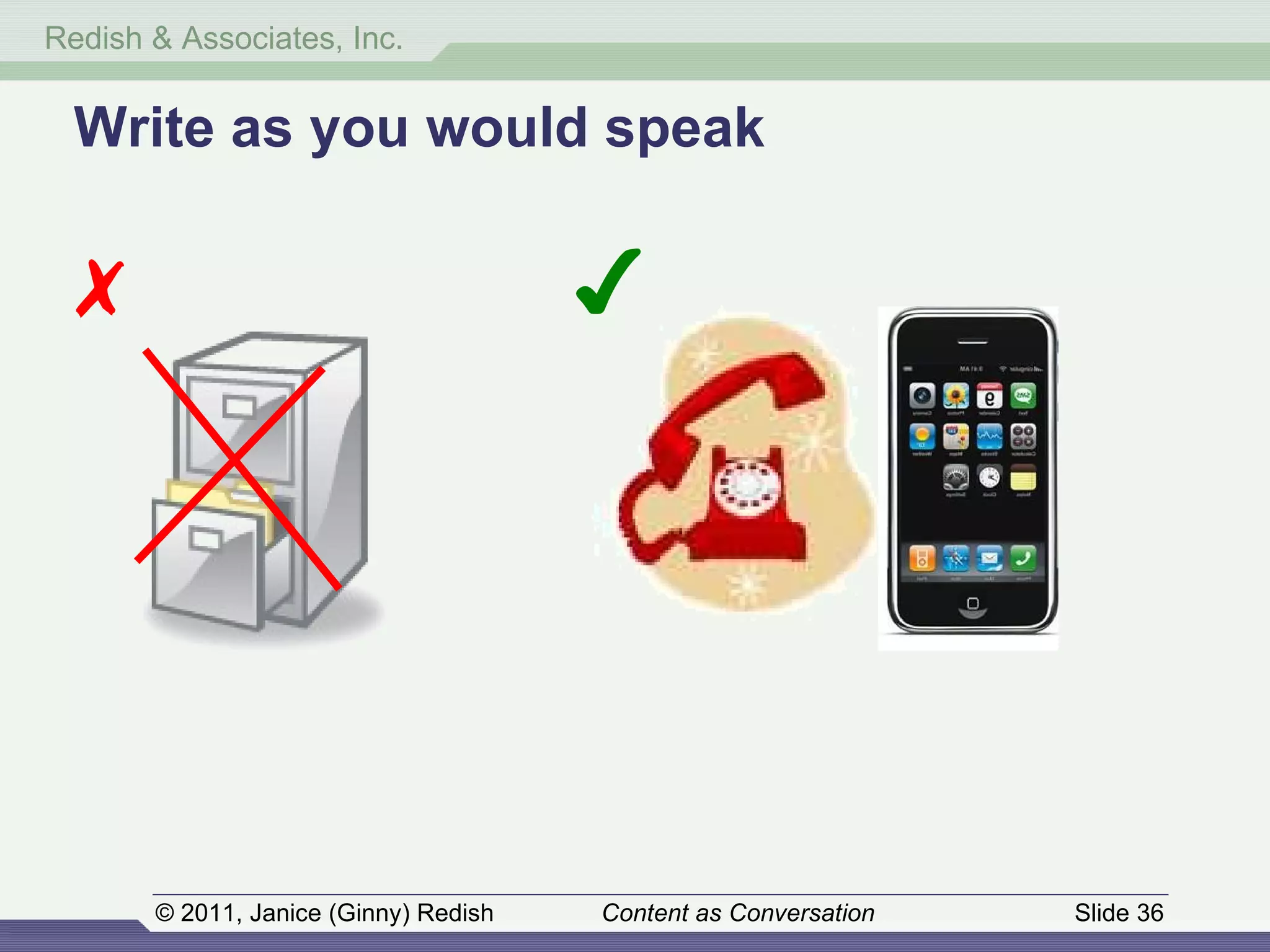 Write as you would speak ✔ ✗ 