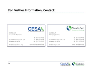 For Further Informa7on, Contact: 




28 
 