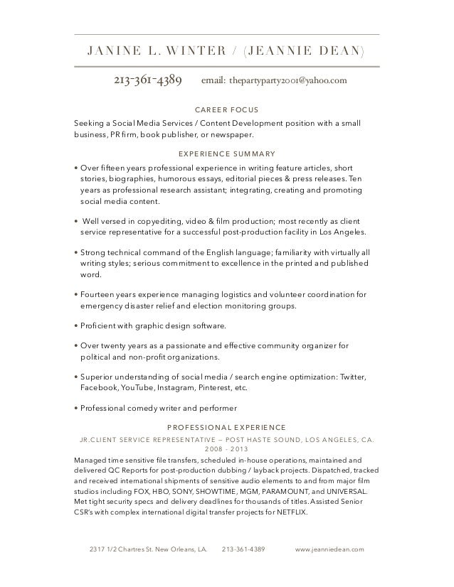 career focus on resumes