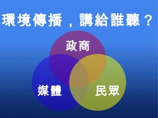 環境傳播，講給誰聽？ 政商 媒體 民眾 