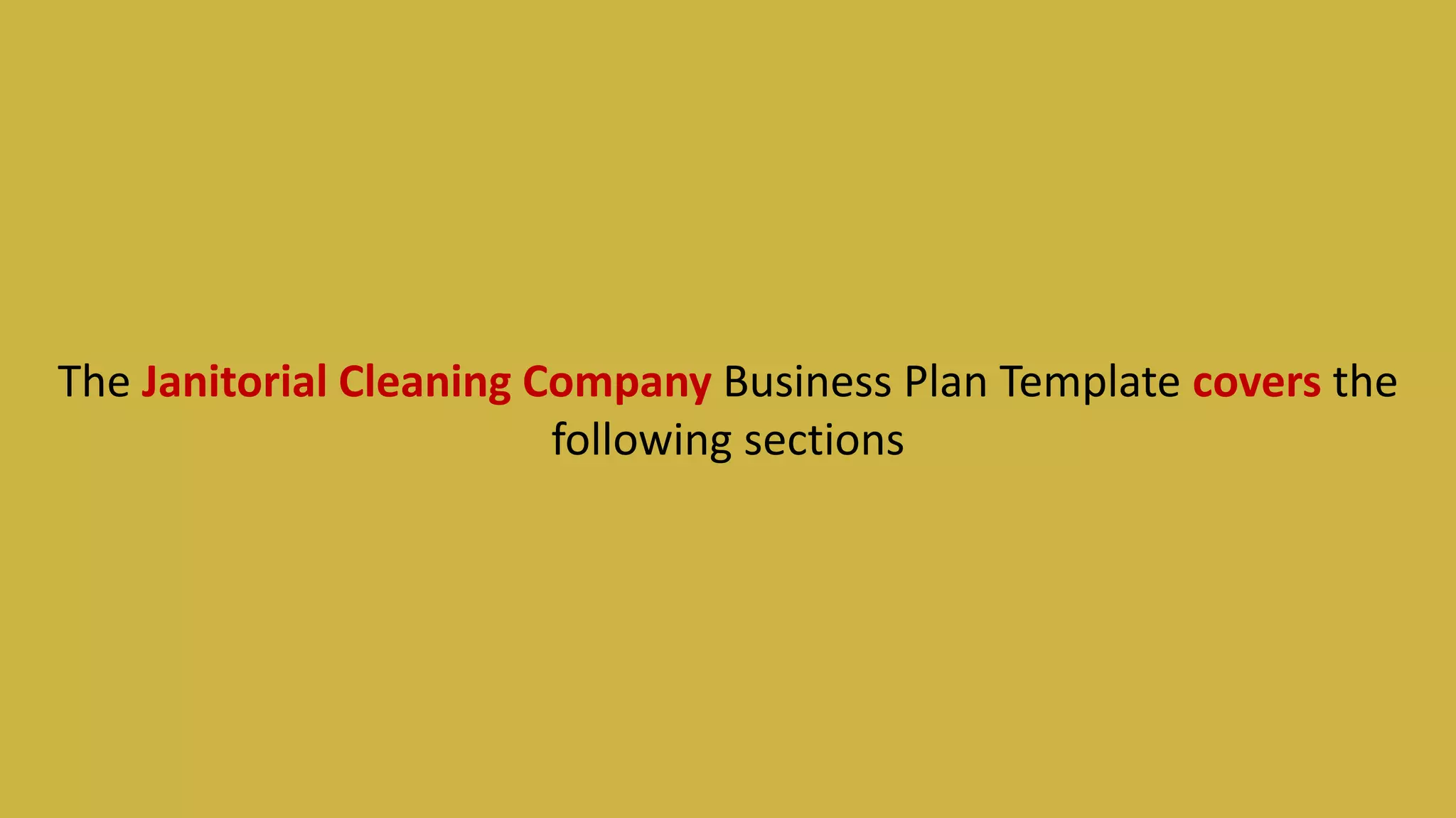 Janitorial cleaning company business plan template | PPT