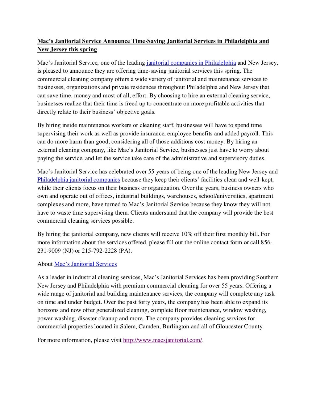 Janitorial companies in Philadelphia