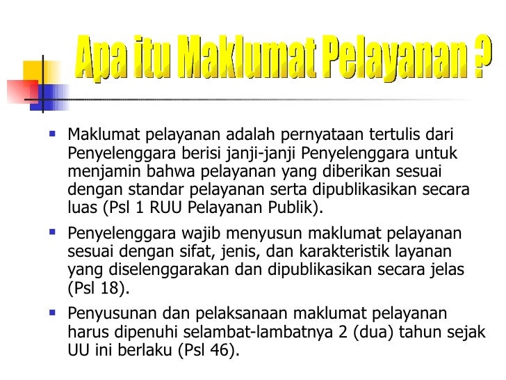 Janji / Maklumat Pelayanan