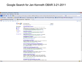 Google Search for Jan Kenneth OBAR 3-21-2011 