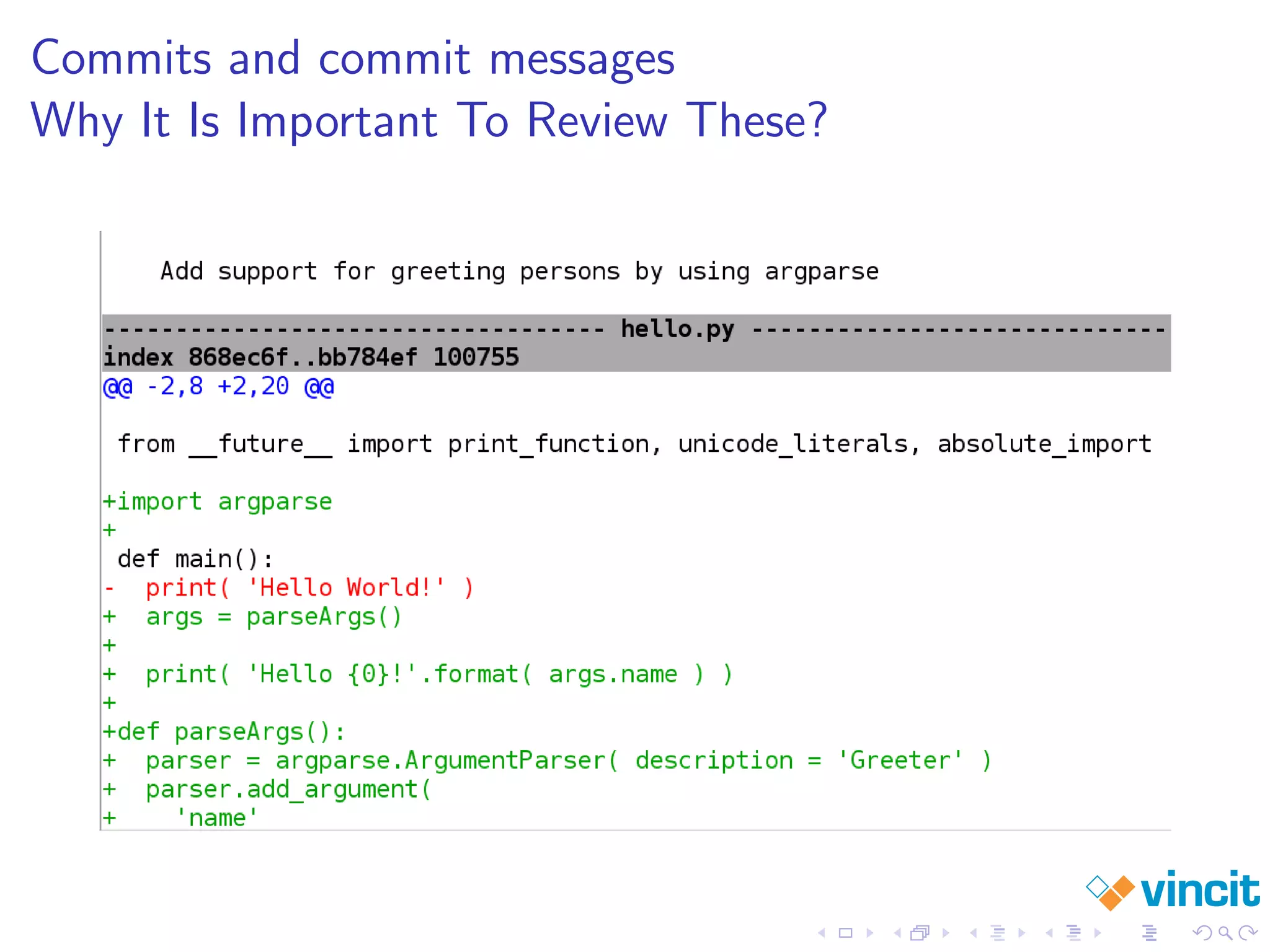 Commits and commit messages
Why It Is Important To Review These?
 