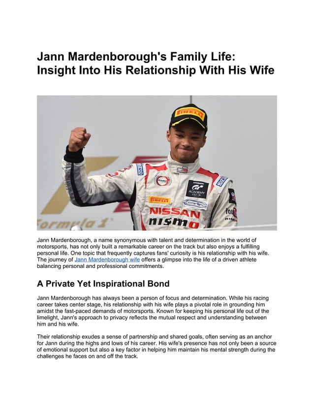 Jann Mardenborough's Family Life: Insight Into His Relationship With ...