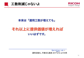 工数削減じゃないよ
13
運用自動化、不都合な真実 20171212 より引用
 