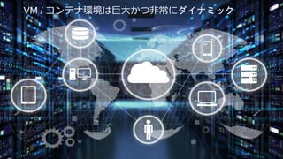 6©2020 VMware, Inc.
VM / コンテナ環境は巨大かつ非常にダイナミック
 