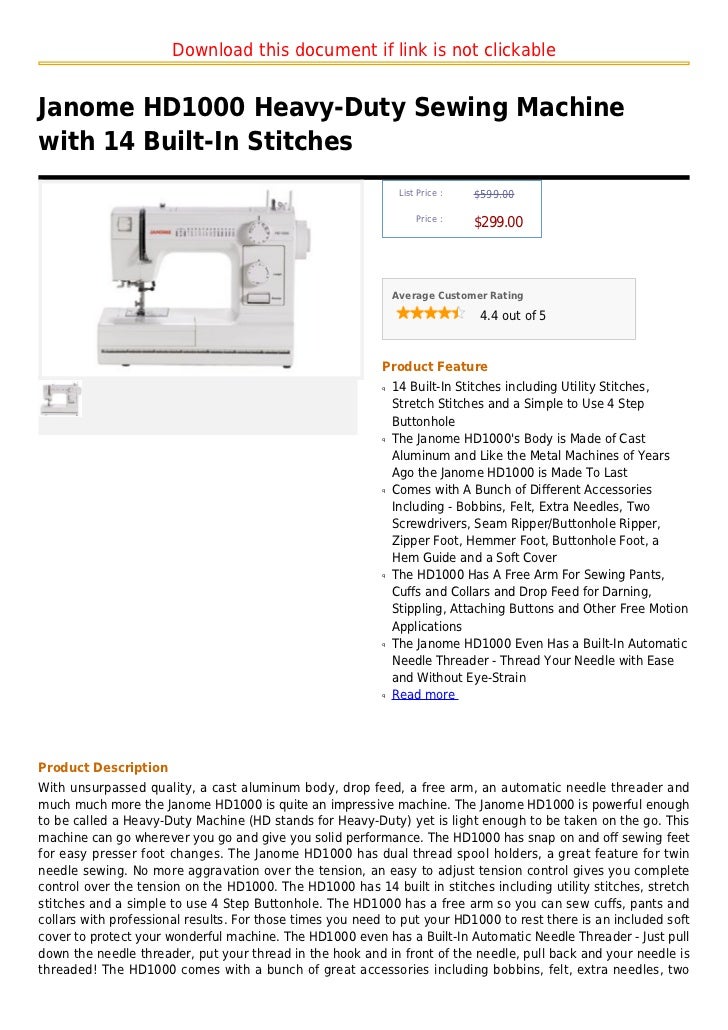 Janome hd1000 heavy duty sewing machine with 14 builtin stitches