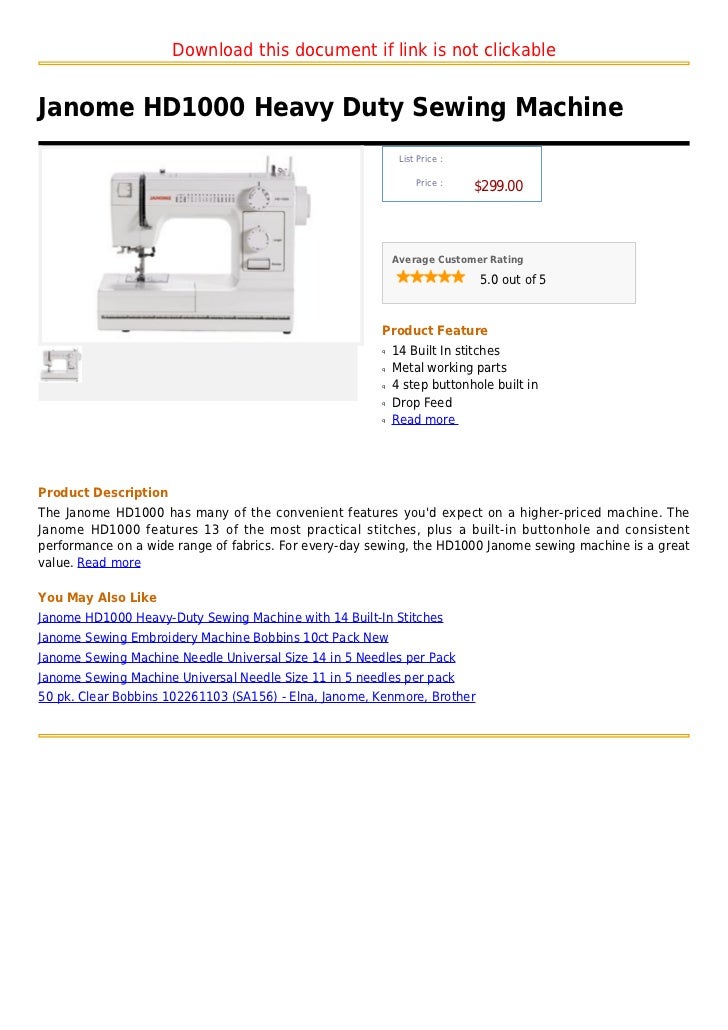Janome Hd1000 Manual
